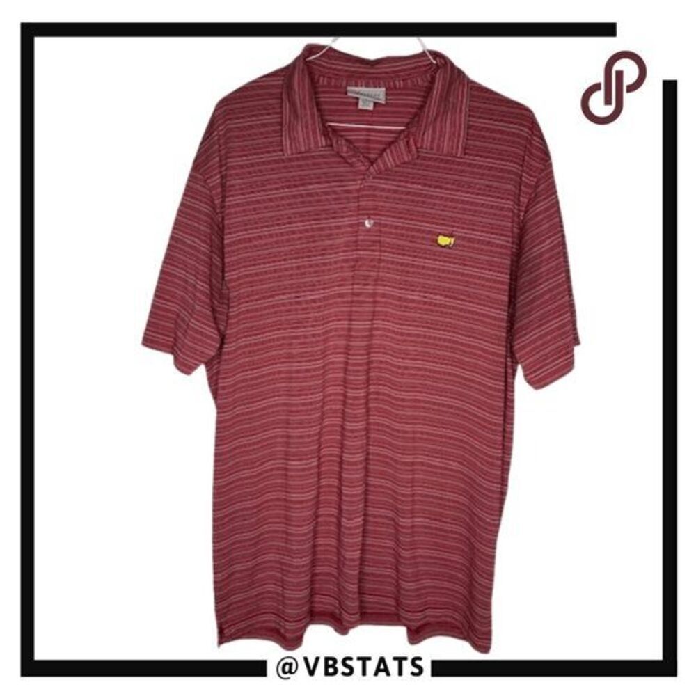 Masters Performance Men's Striped Short Sleeve Golf Polo Shirt‎ Red White XXL